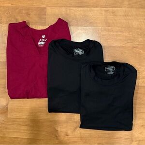 MEDICAL BUNDLE:Adar Burgundy Scrub Top & 2 Cherokee Performance Tees sizes below